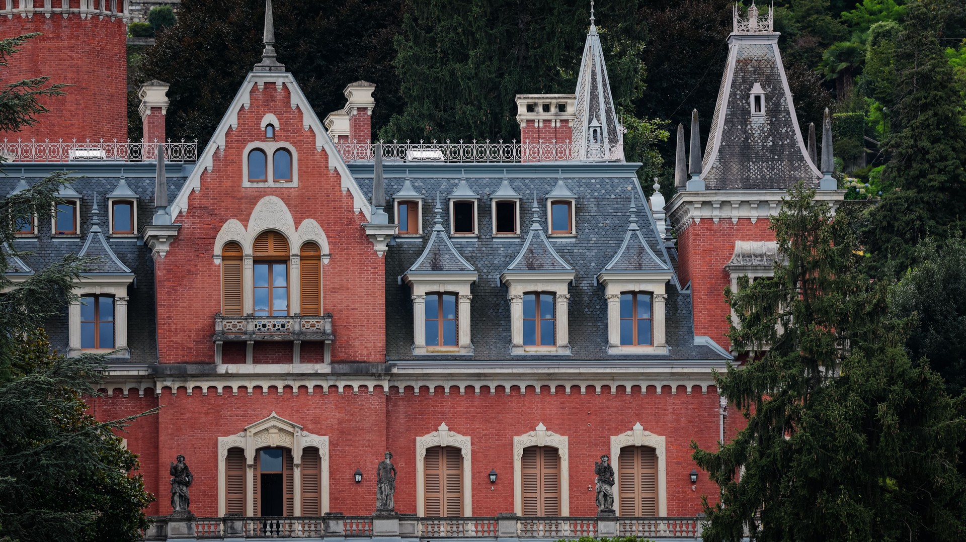 Historical villa in Baveno overlooking Lake Maggiore on a serene day in Italy